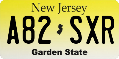 NJ license plate A82SXR