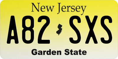 NJ license plate A82SXS