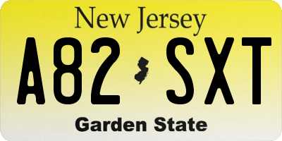 NJ license plate A82SXT