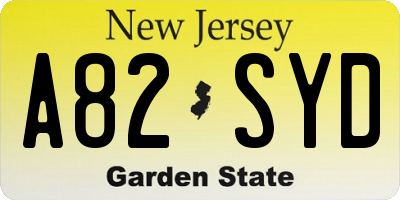 NJ license plate A82SYD