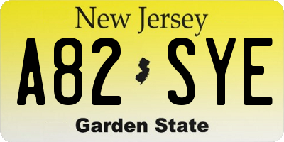 NJ license plate A82SYE