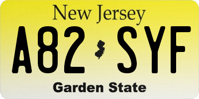 NJ license plate A82SYF