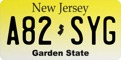 NJ license plate A82SYG