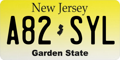 NJ license plate A82SYL