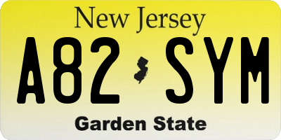 NJ license plate A82SYM
