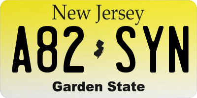 NJ license plate A82SYN