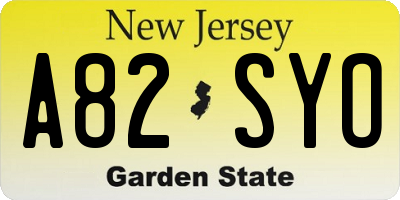 NJ license plate A82SYO