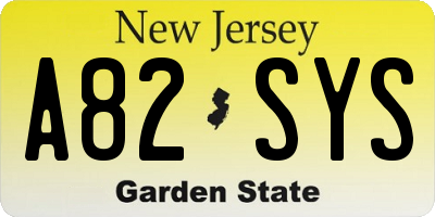NJ license plate A82SYS