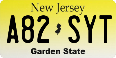 NJ license plate A82SYT