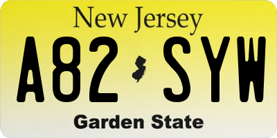 NJ license plate A82SYW