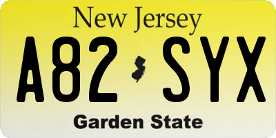 NJ license plate A82SYX