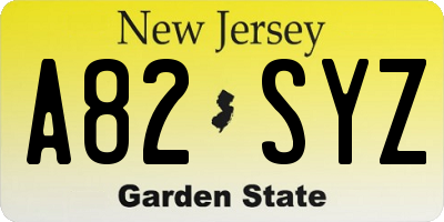 NJ license plate A82SYZ