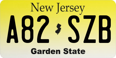 NJ license plate A82SZB
