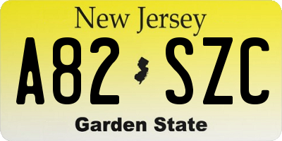 NJ license plate A82SZC