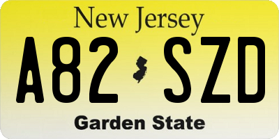 NJ license plate A82SZD