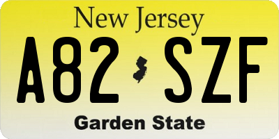NJ license plate A82SZF