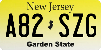 NJ license plate A82SZG