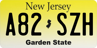 NJ license plate A82SZH