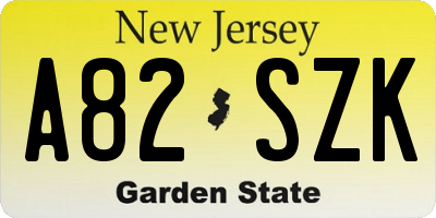 NJ license plate A82SZK