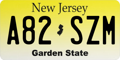 NJ license plate A82SZM