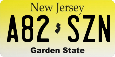 NJ license plate A82SZN