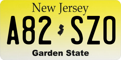 NJ license plate A82SZO