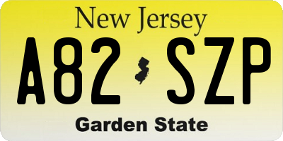 NJ license plate A82SZP