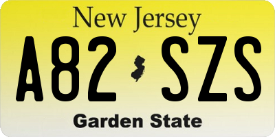 NJ license plate A82SZS