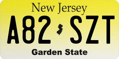 NJ license plate A82SZT