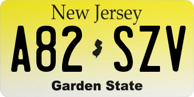 NJ license plate A82SZV