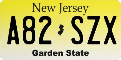 NJ license plate A82SZX