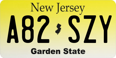 NJ license plate A82SZY