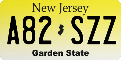 NJ license plate A82SZZ