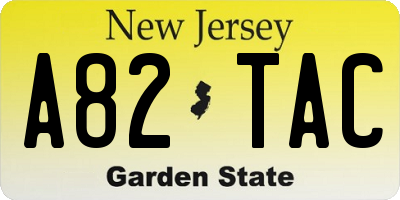NJ license plate A82TAC