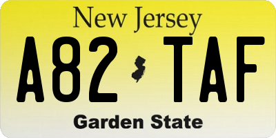 NJ license plate A82TAF