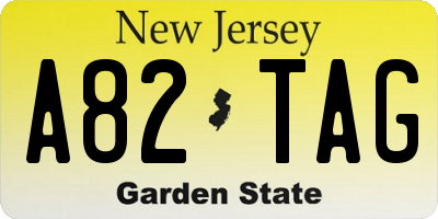 NJ license plate A82TAG