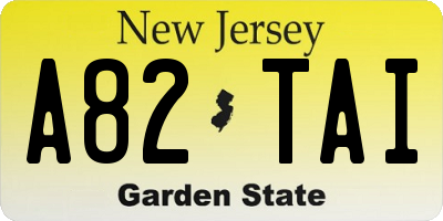 NJ license plate A82TAI