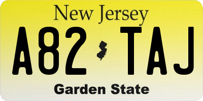 NJ license plate A82TAJ