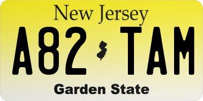 NJ license plate A82TAM