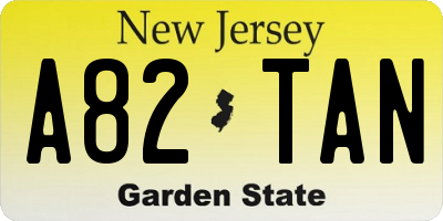 NJ license plate A82TAN