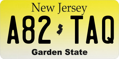 NJ license plate A82TAQ