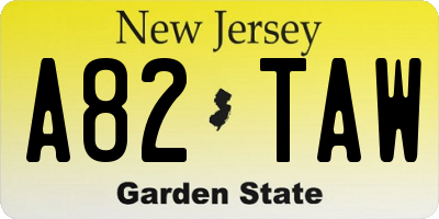 NJ license plate A82TAW