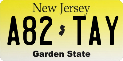NJ license plate A82TAY