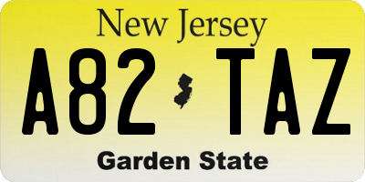 NJ license plate A82TAZ