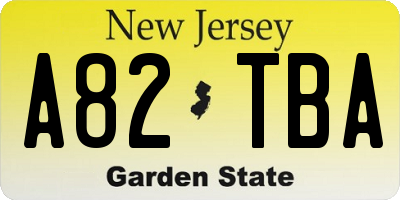 NJ license plate A82TBA