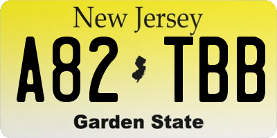 NJ license plate A82TBB