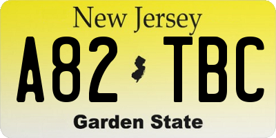 NJ license plate A82TBC