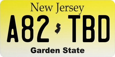 NJ license plate A82TBD