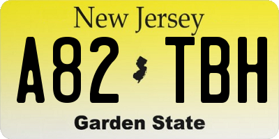 NJ license plate A82TBH