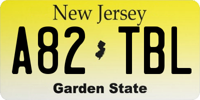 NJ license plate A82TBL